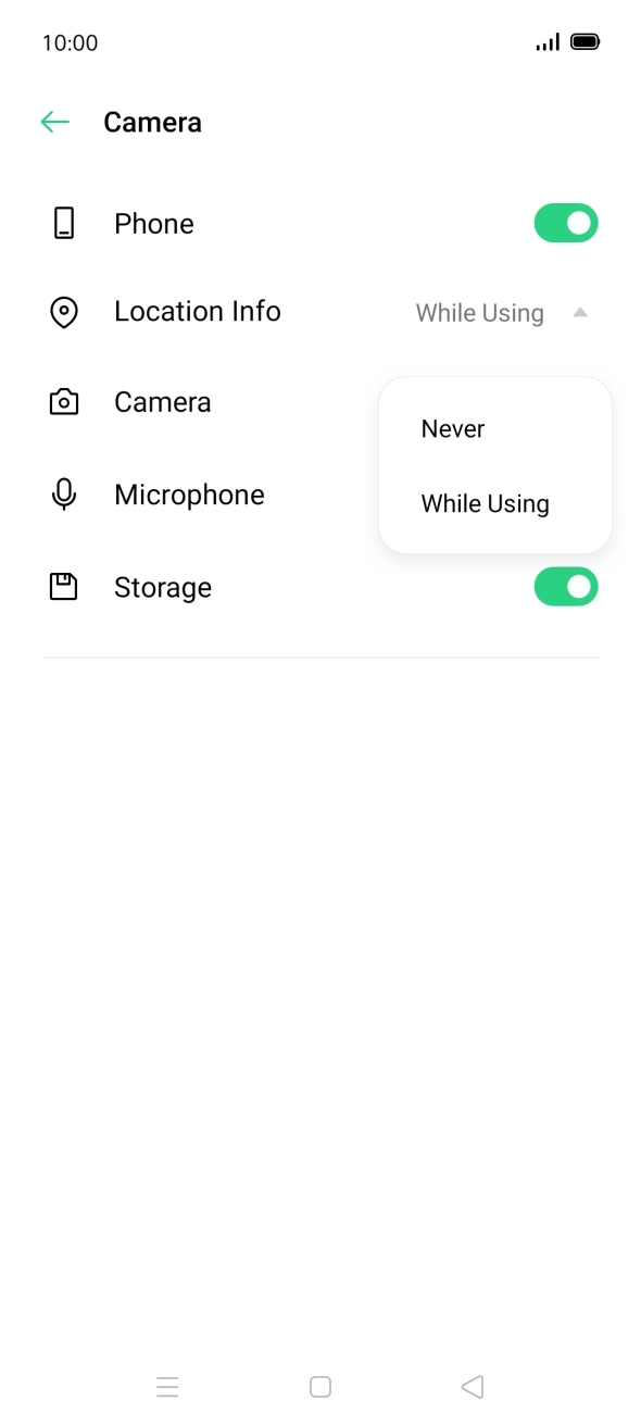 Press the required setting. Press the required setting.