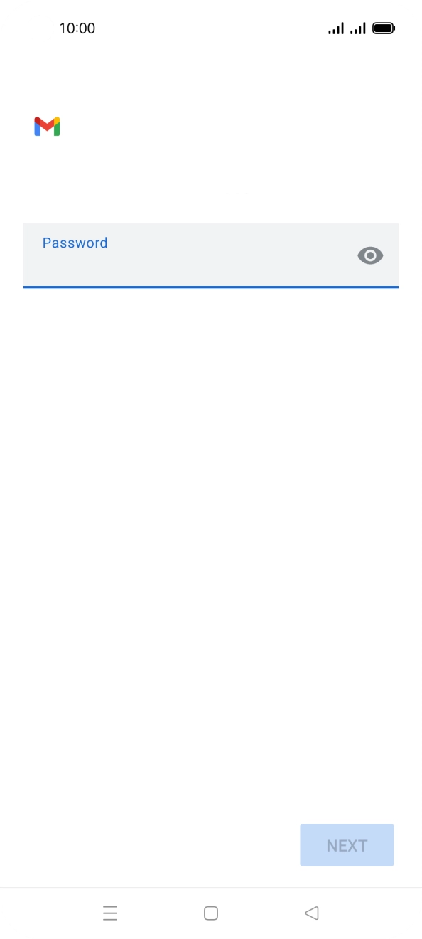 Press the field below 'Password' and key in the password for your email account. Press the field below 'Password' and key in the password for your email account.