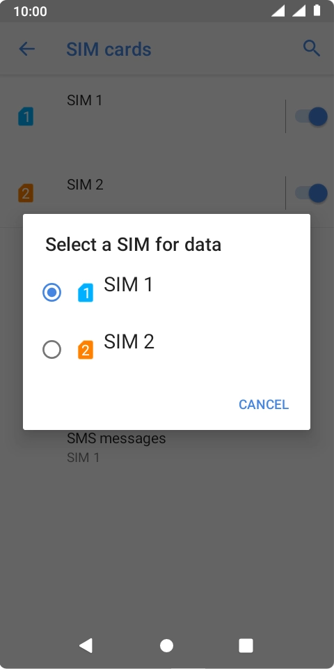 Press the required SIM.