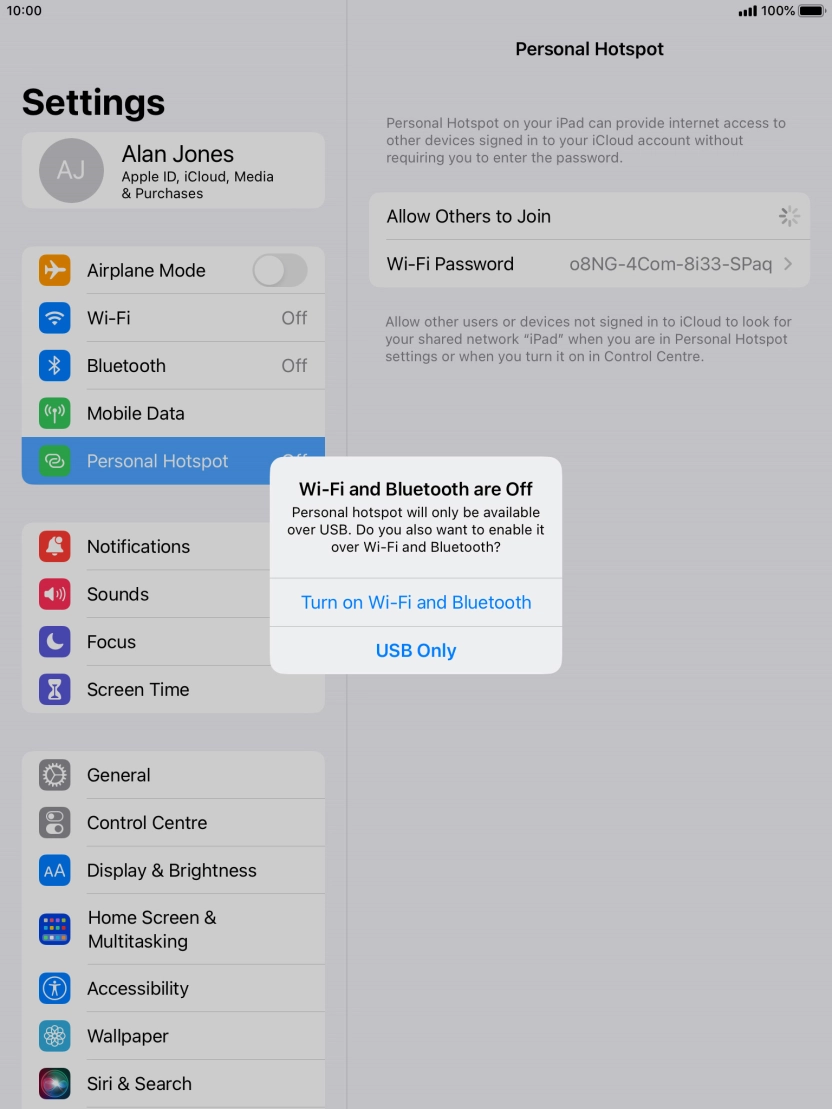 If WiFi is turned off, press Turn on Wi-Fi and Bluetooth.