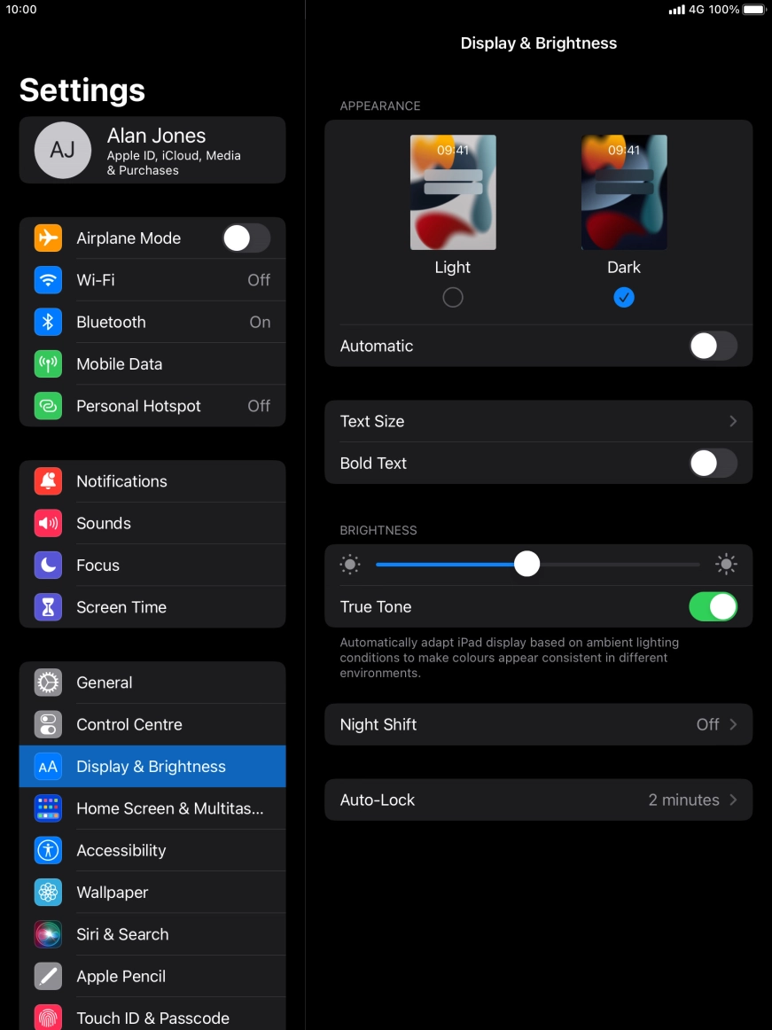 Press the indicator next to 'Automatic' to turn the function on or off. Press the indicator next to 'Automatic' to turn the function on or off.