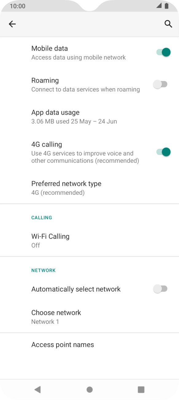 Press the indicator next to 'Automatically select network' to turn on the function.