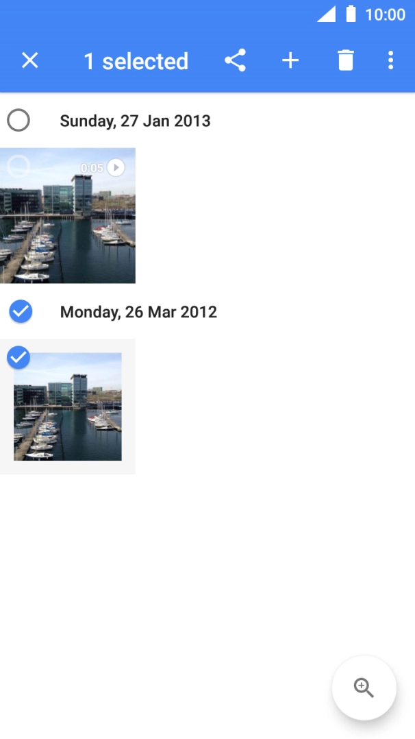 Press the required pictures or video clips to add them.
