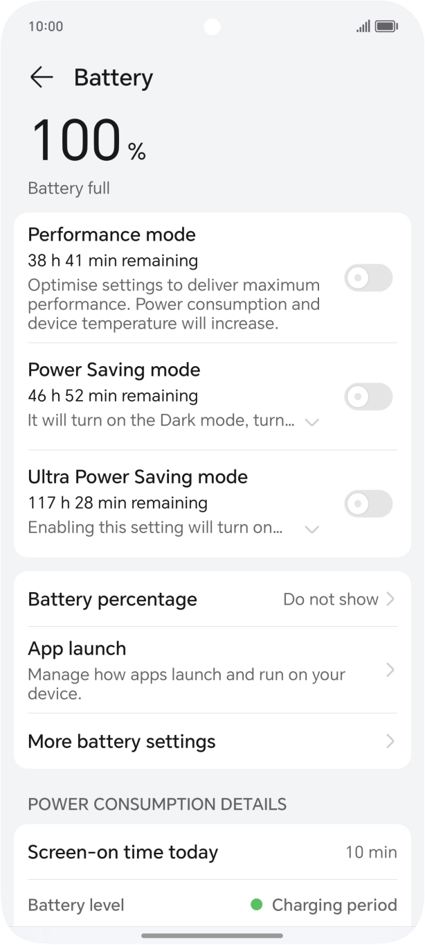 Press the indicator next to 'Power Saving mode' to turn on the function.