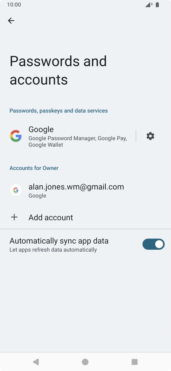 Press Add account. Press Add account.