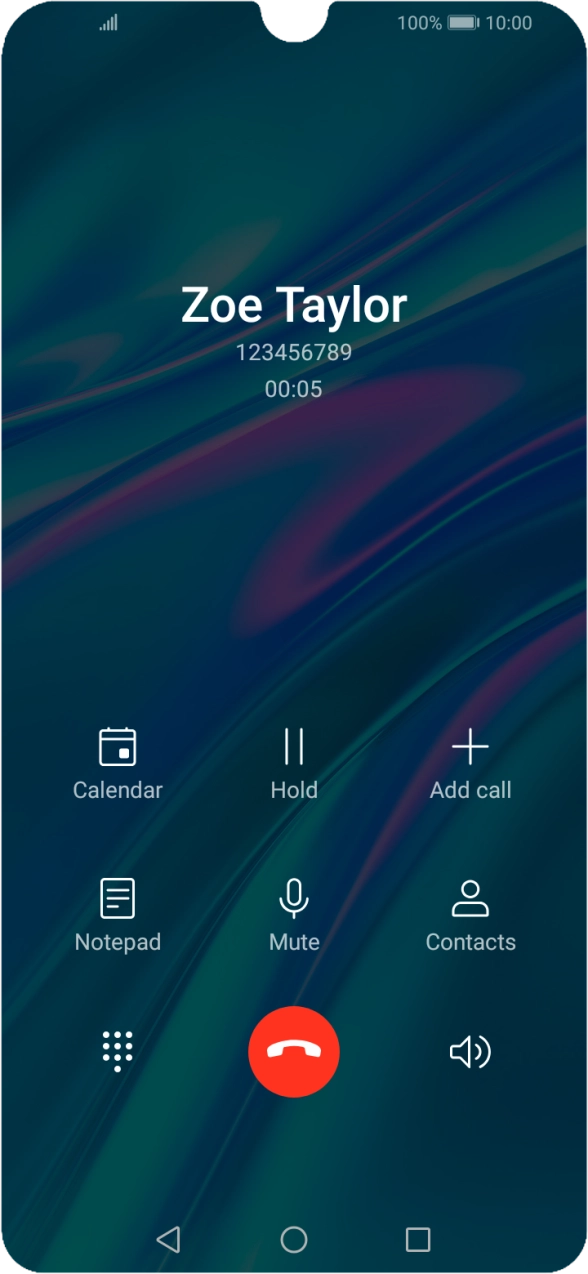 Press the end call icon.