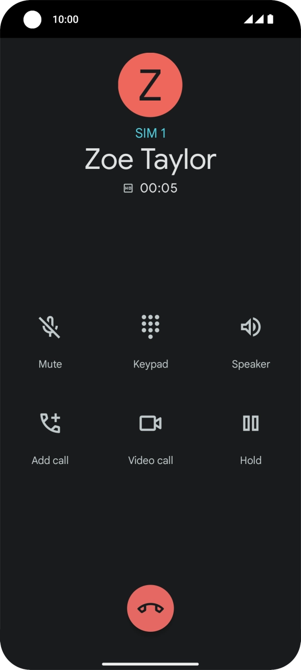 Press the end call icon.
