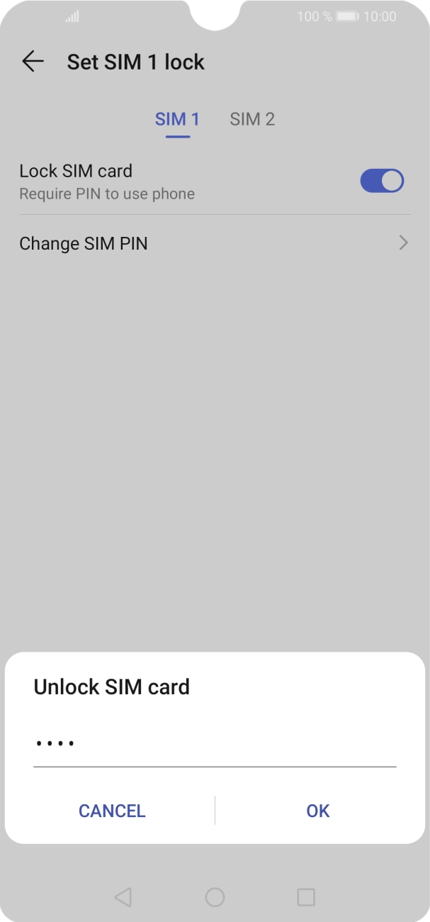Key in your SIM PIN and press OK. The default SIM PIN is 0000.