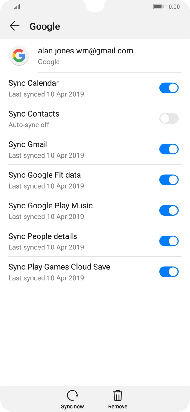 Press the indicator next to 'Sync Contacts' to turn on the function.