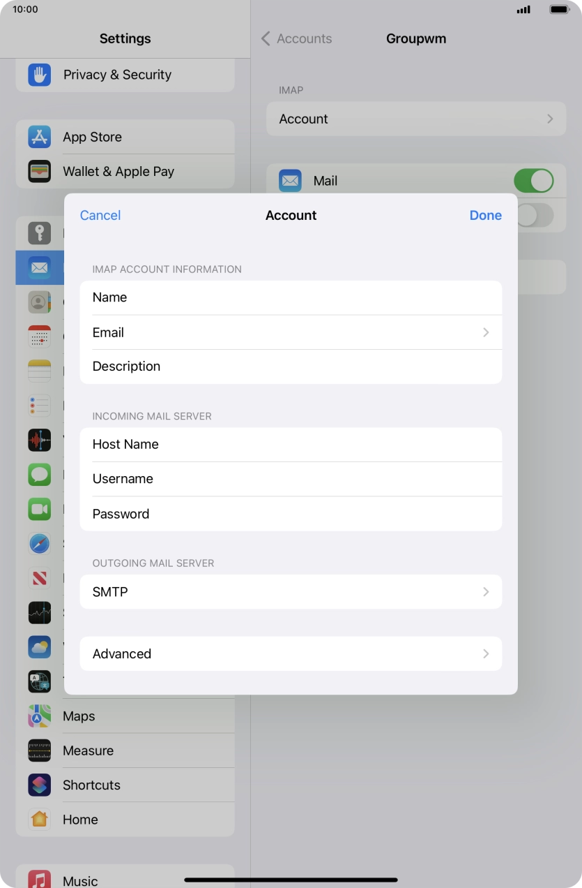Press SMTP. Press SMTP.