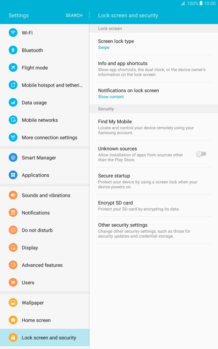 Press Screen lock type.