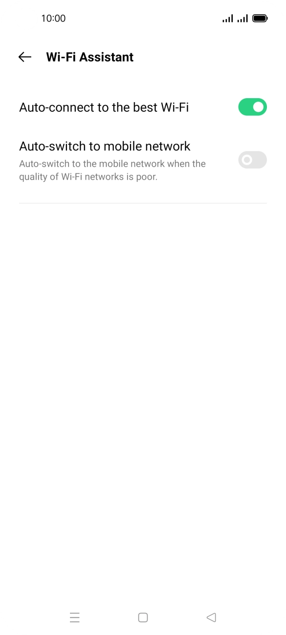 Press the indicator next to 'Auto-switch to mobile network' to turn the function on or off. Press the indicator next to 'Auto-switch to mobile network' to turn the function on or off.