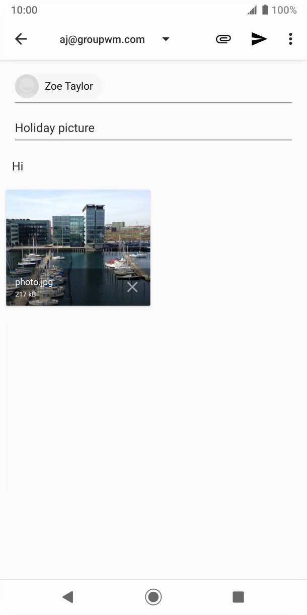 Press the send icon when you've finished your email.