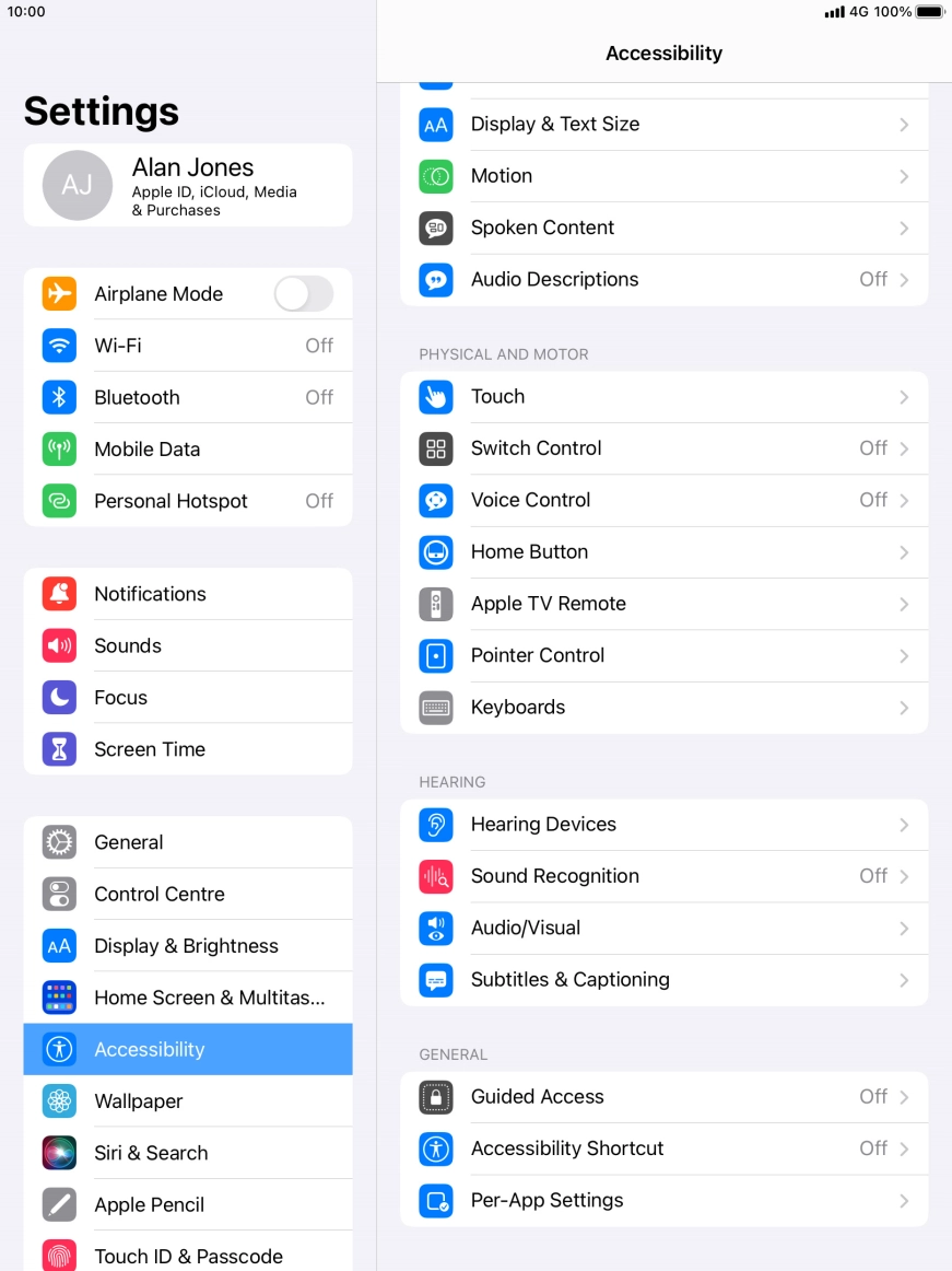 Press the required category below 'GENERAL' and follow the instructions on the screen to select the required settings.
