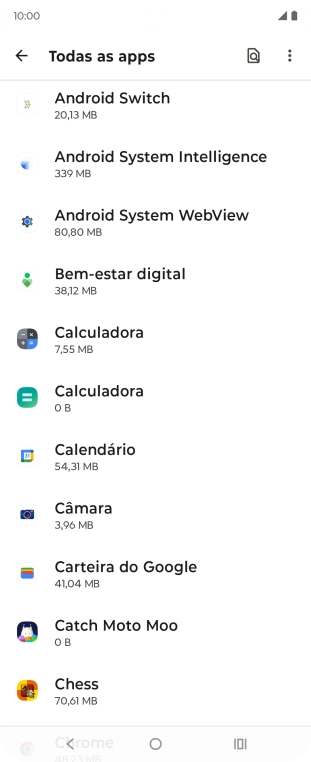 Prima a app pretendida.
