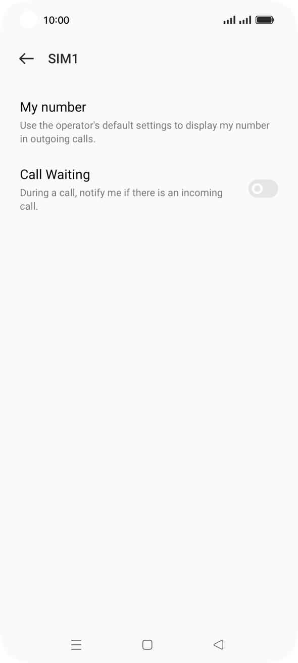 Press the indicator next to 'Call Waiting' to turn the function on or off.
