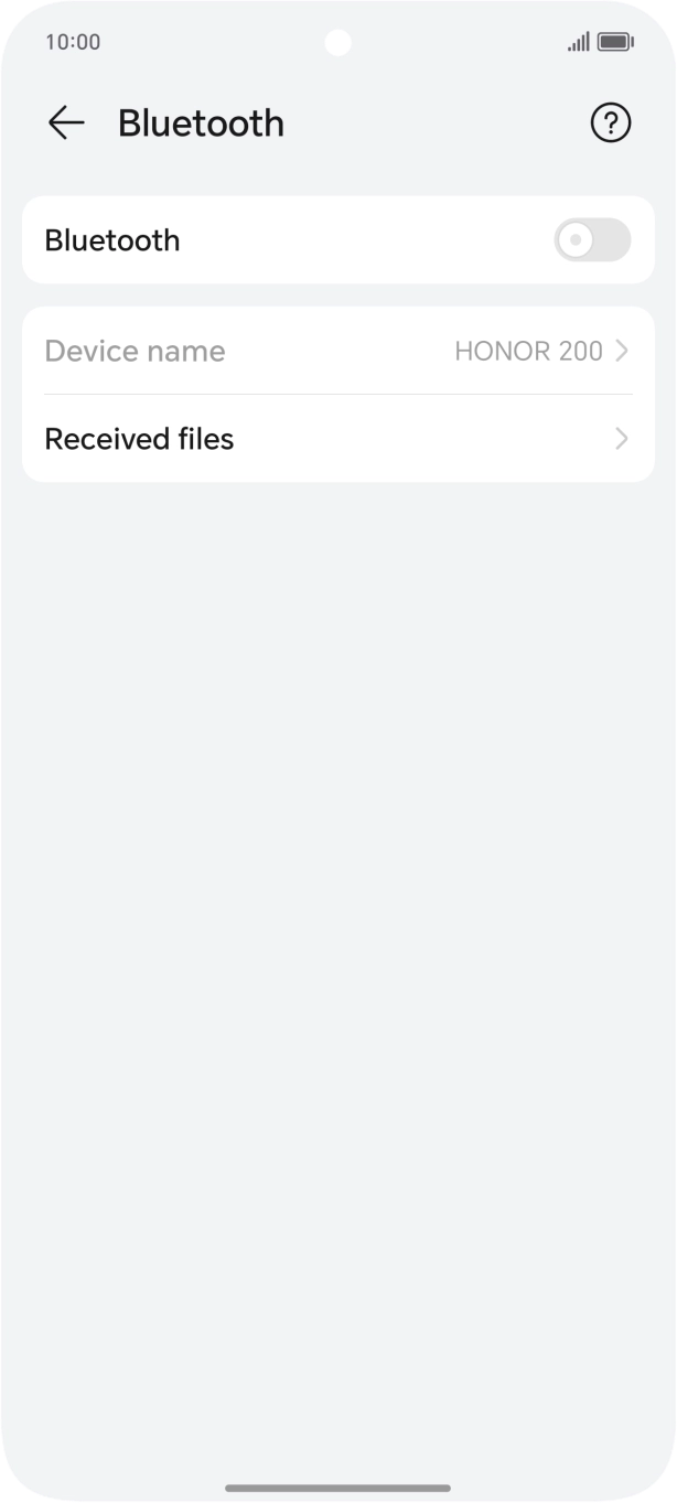 Press the indicator next to 'Bluetooth' to turn on the function.