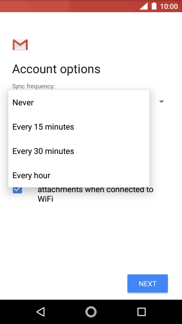 Press the required setting.