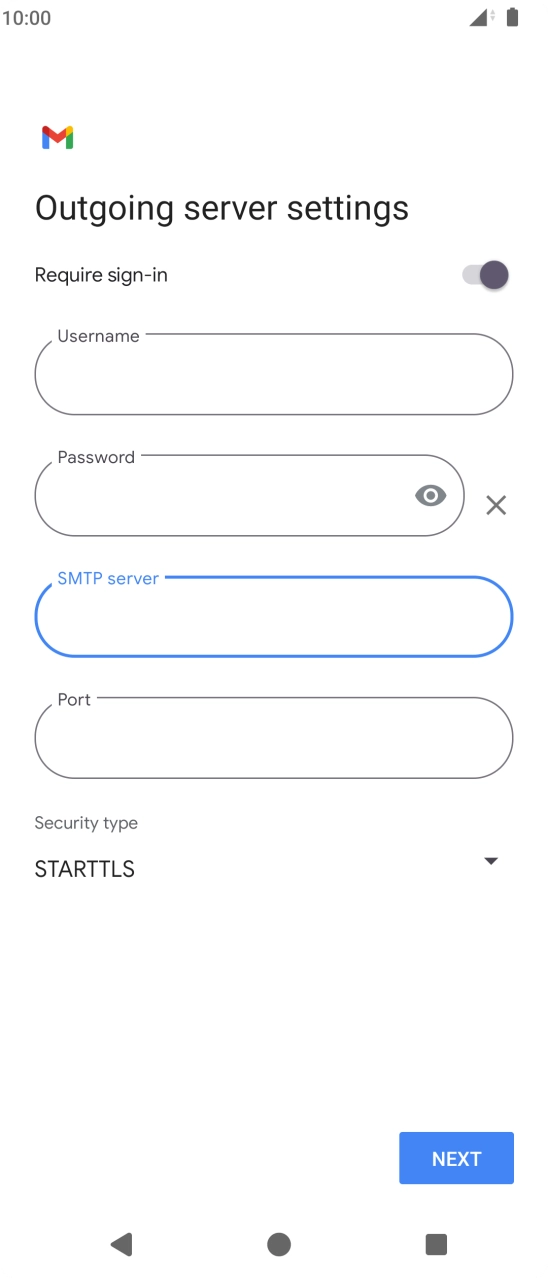 Press the field below 'Port' and key in 587.
