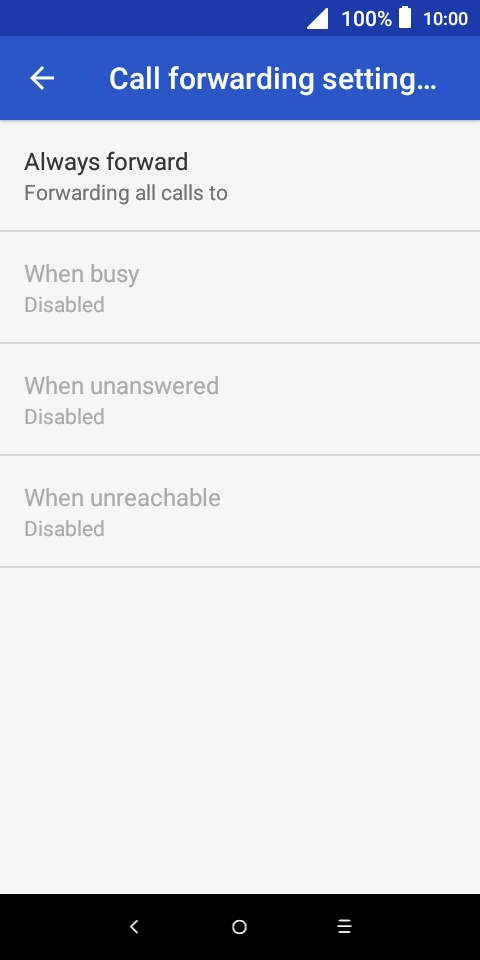 Press the required divert type.