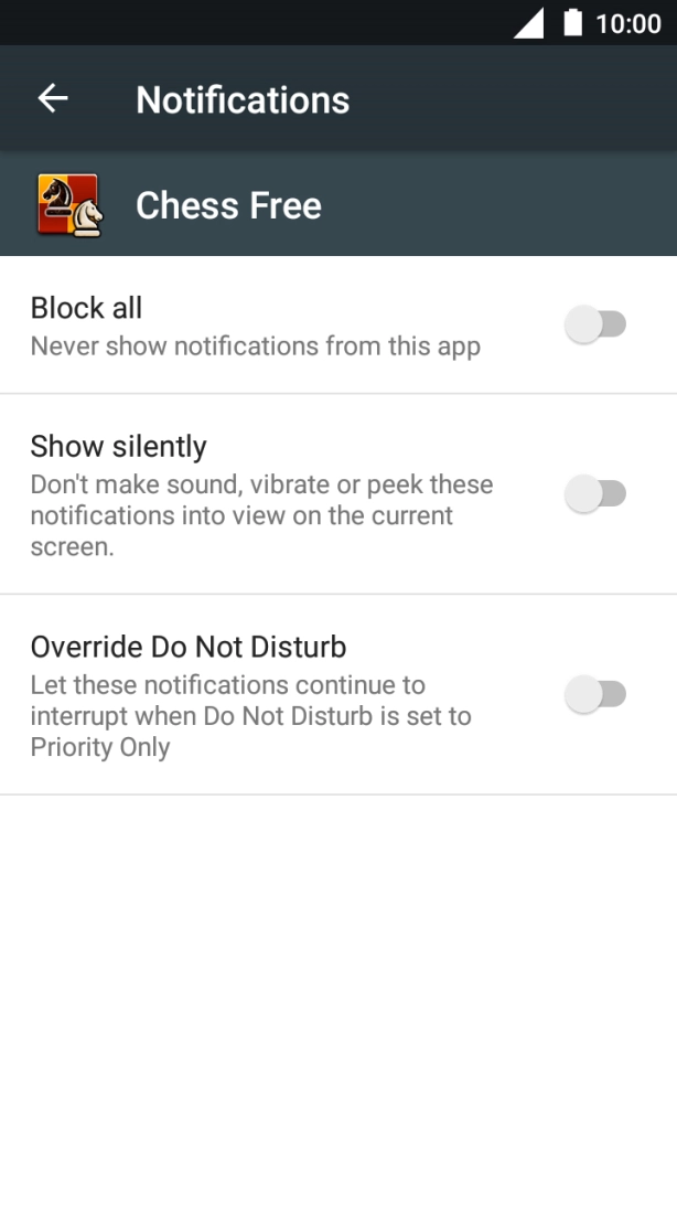 Press the indicator next to 'Block all' to turn the function on or off.