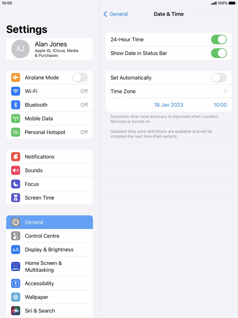 Press the indicator next to 'Set Automatically' to turn on the function.