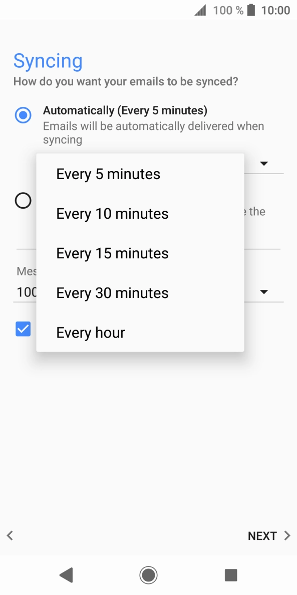Press the required setting.