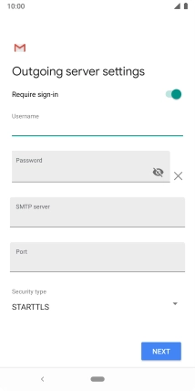 Press the field below 'Password' and key in the password of your email provider's outgoing server.