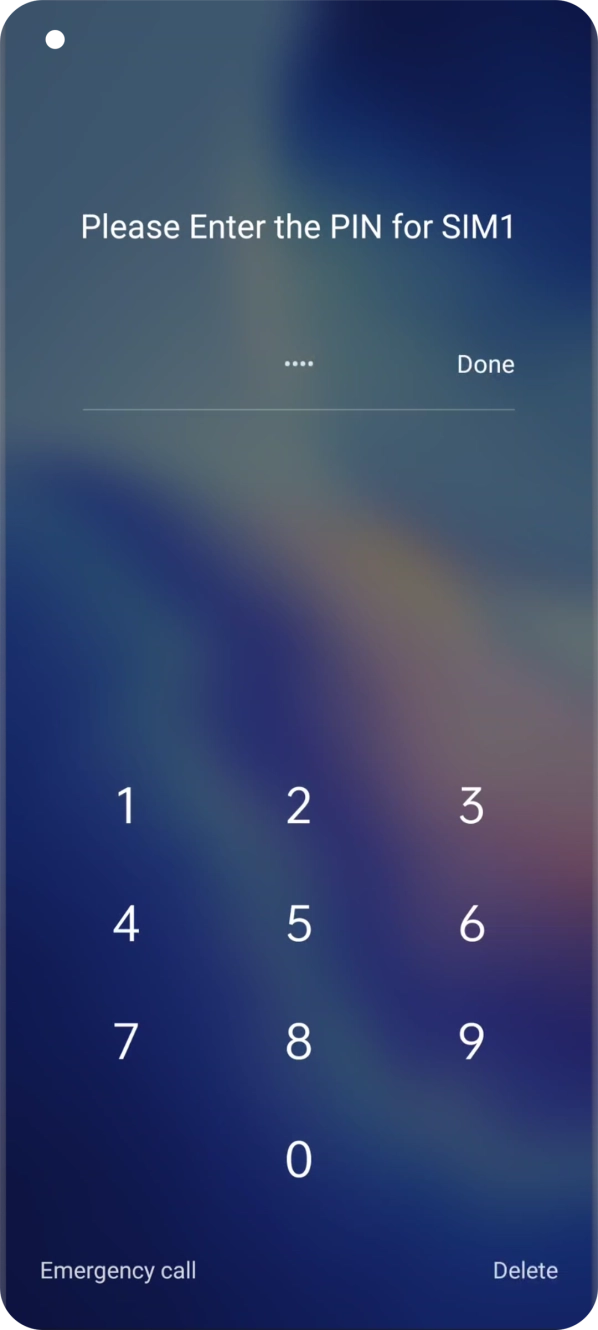 Key in your SIM PIN and press Done. The default SIM PIN is 0000.