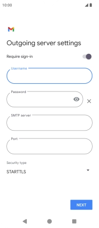 Press the field below 'Password' and key in the password of your email provider's outgoing server.