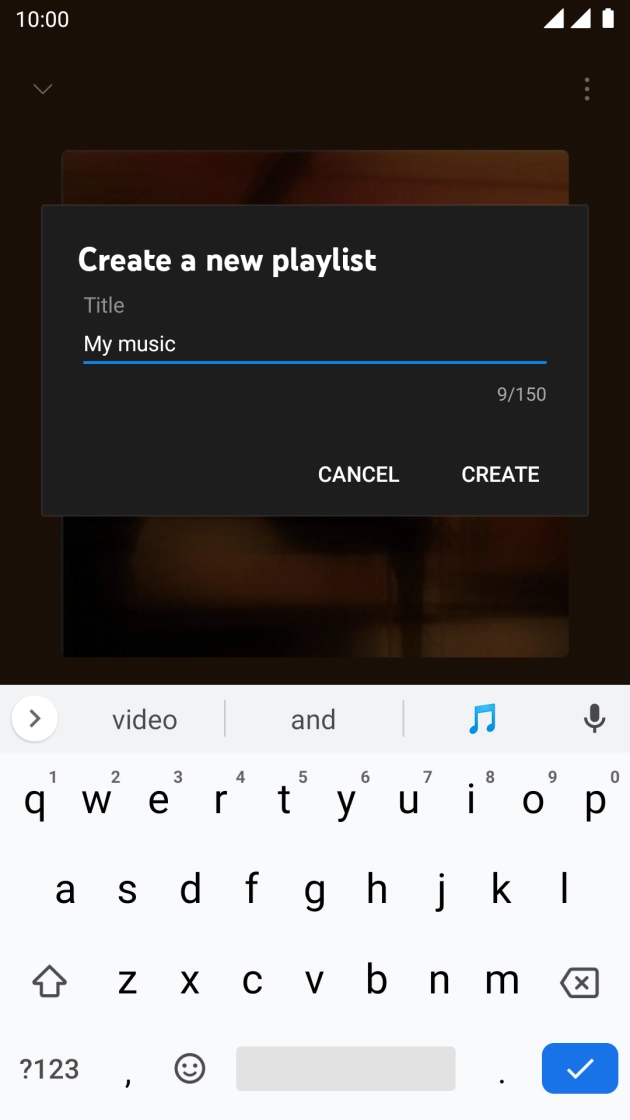 Key in a name for the playlist and press CREATE.