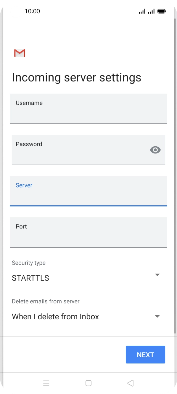 Press the field below 'Port' and key in 110. Press the field below 'Port' and key in 110.