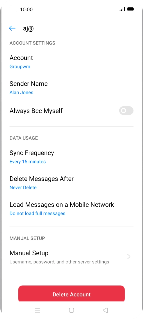 Press Account and key in the required name. Press Account and key in the required name.