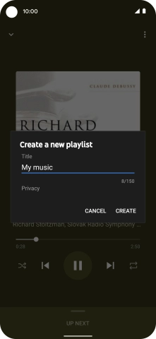 Key in a name for the playlist and press CREATE.
