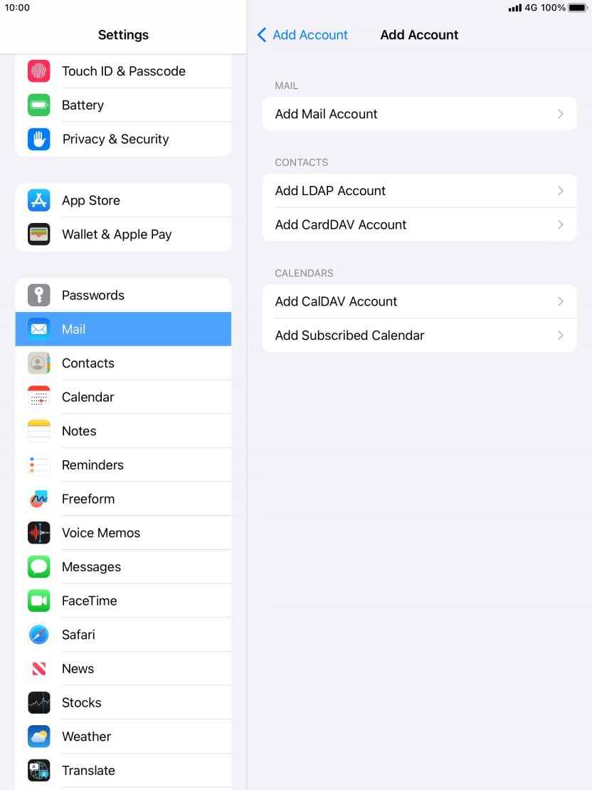 Press Add Mail Account. Press Add Mail Account.