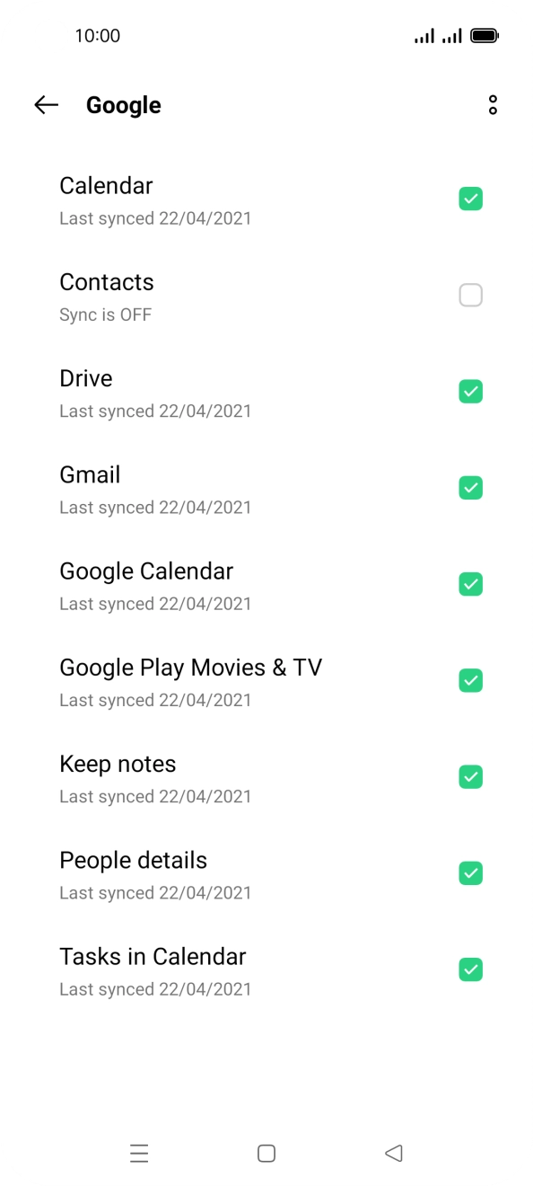 Press the field next to 'Contacts' to turn on the function.