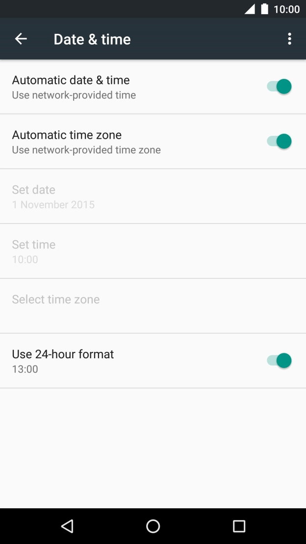 Press the indicator next to 'Automatic time zone' to turn off the function.