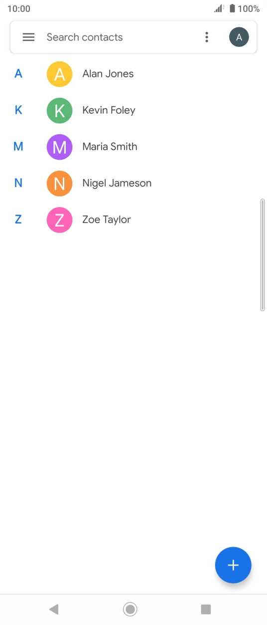 Press the required contact.