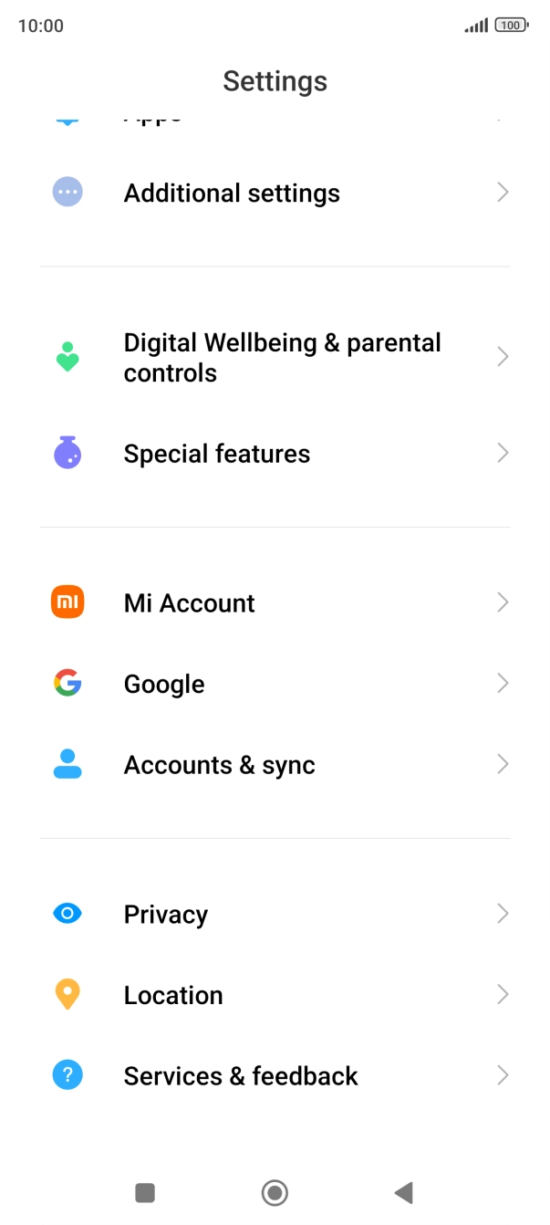 Press Accounts & sync. Press Accounts & sync.