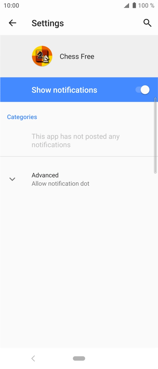 Press the indicator next to 'Show notifications' to turn the function on or off.