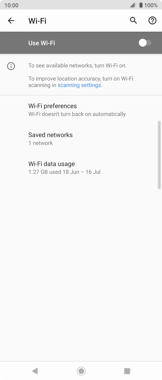 Press the indicator next to 'Use Wi-Fi' to turn on the function.