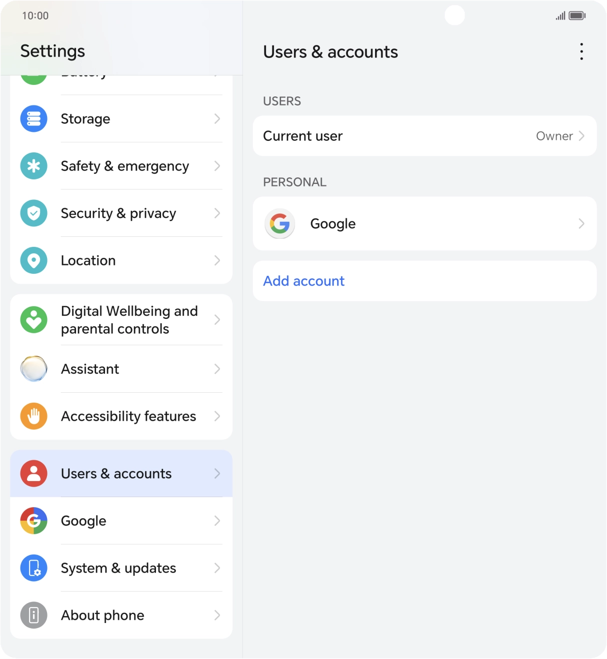Press Add account. Press Add account.