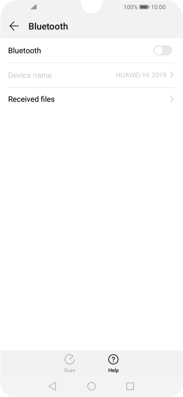 Press the indicator next to 'Bluetooth' to turn on the function.