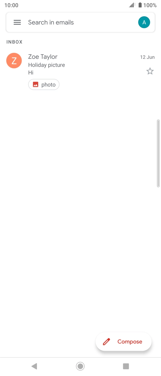Press the email account icon. Press the email account icon.