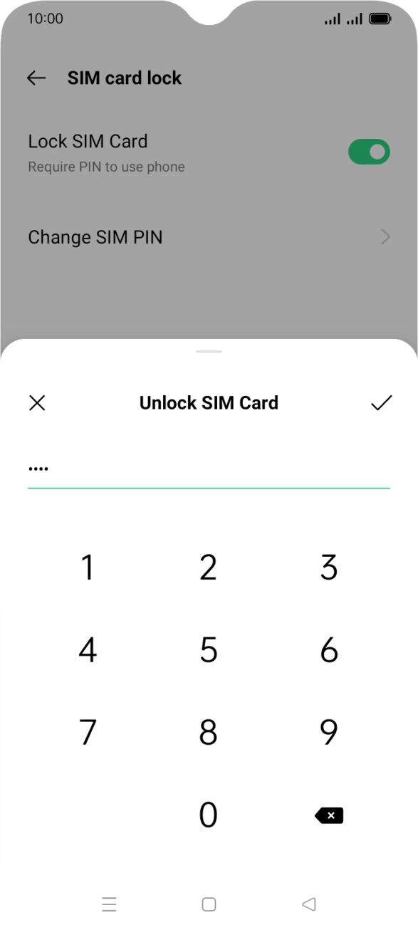 Key in your SIM PIN and press the confirm icon. The default SIM PIN is 0000.