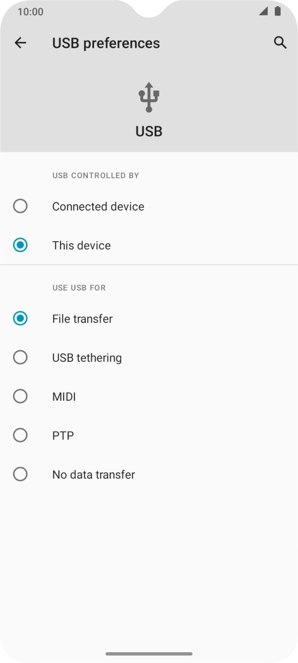 Press File transfer. Press File transfer.
