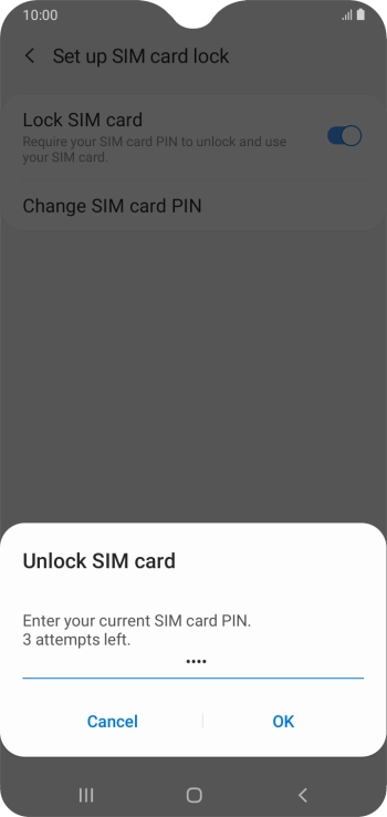 Key in your SIM PIN and press OK. The default SIM PIN is 0000.