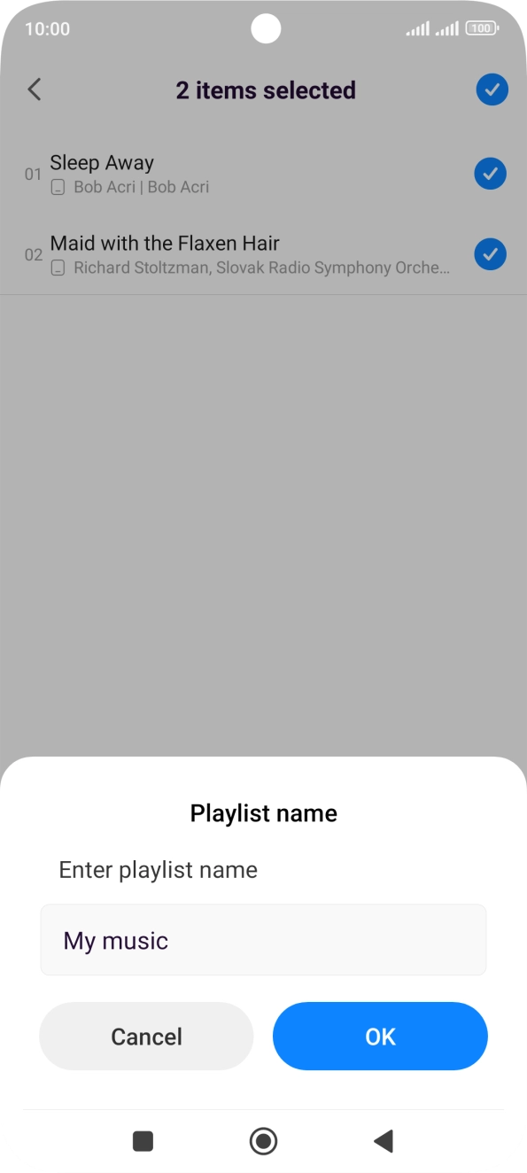 Key in a name for the playlist and press OK.