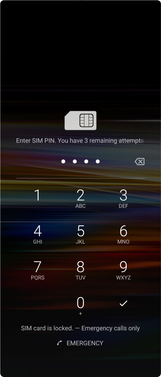 Key in your SIM PIN and press the confirm icon. The default SIM PIN is 0000.