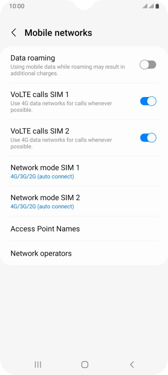 Press Network mode ‹SIM› .
